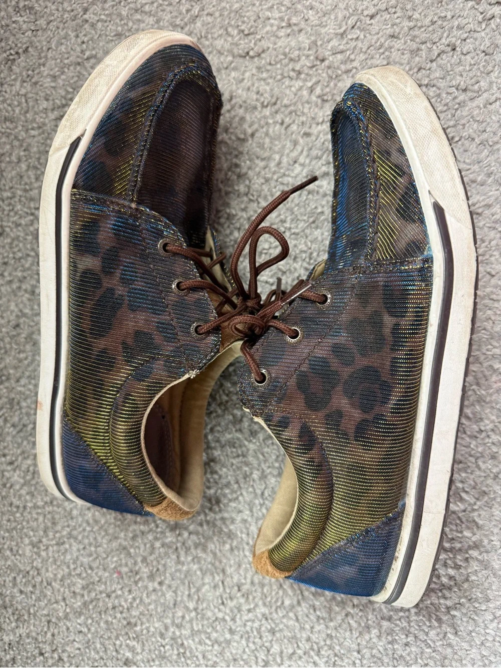 Twisted X Women's Kicks Brown Shiny Leopard Print Lace Up Sneakers Casual Shoe